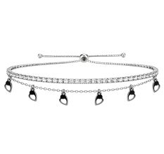 Handmade Silver Jewelry Heart Tennis Bracelet
